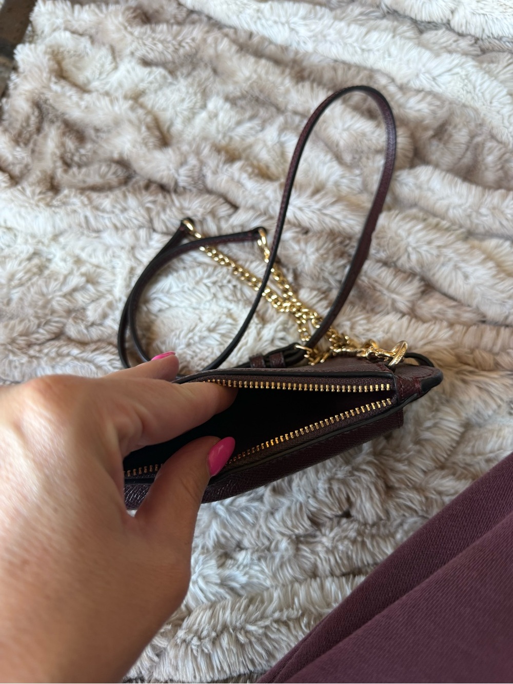 Coach Burgundy Leather Phone Crossbody with Gold Hardware - Picture 2 of 3